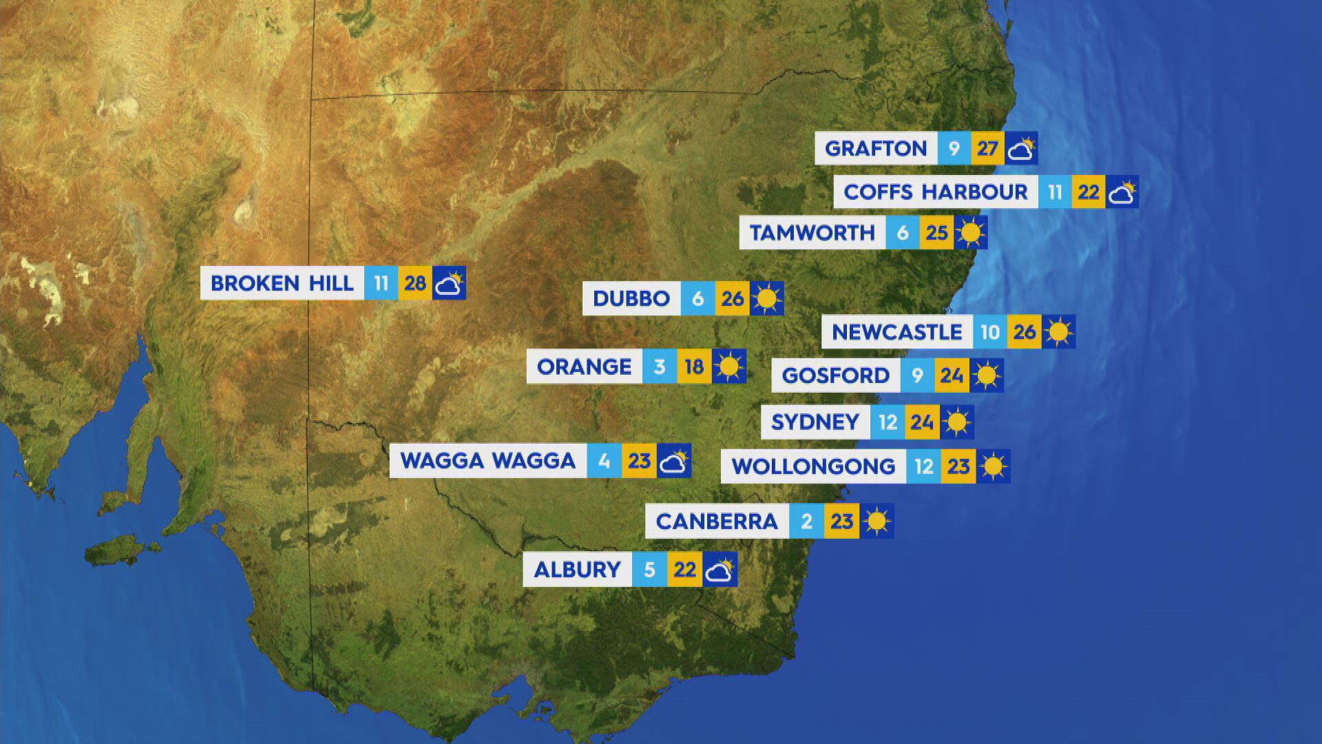 National weather forecast for Monday October 9