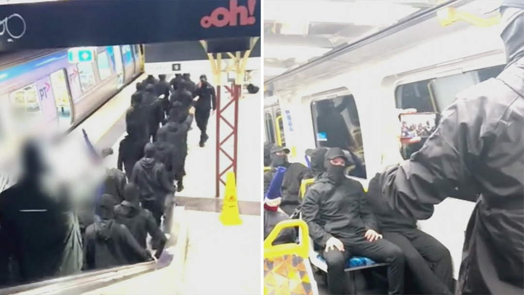 Neo-Nazi group storms Melbourne train station